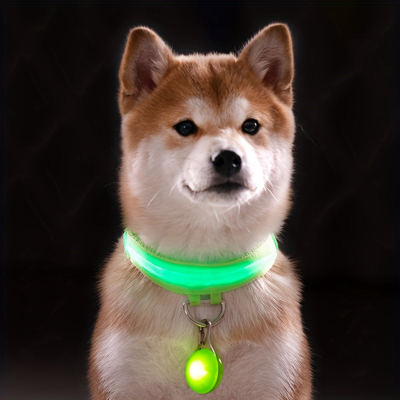 PawMode: Collar con luz LED y colgante en color Verde Lima.