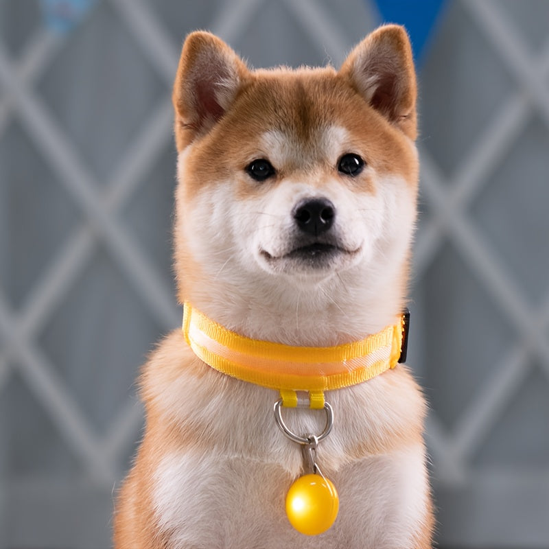 PawMode: Collar con luz LED y colgante en color Amarillo Pollito.